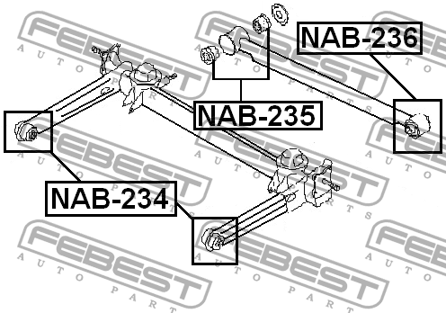 Сайлентблок задней поперечной тяги 2 PCS NAB-235 FEBEST