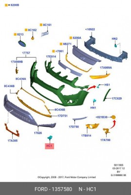 Клипса FORD деталей кузова OE 1 357 580 FORD