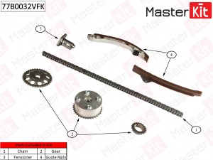 Комплект цепи ГРМ Toyota Corolla 1.4i-1.6i-1.8i 1Z-FE  77B0032VFK 77B0032VFK MASTER KIT