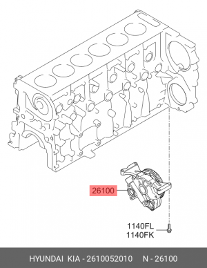 Насос масляный HYUNDAI HD120 дв.D6GA OE 2610052010 HYUNDAI KIA