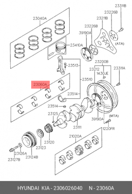 ВКЛАДЫШ ШАТУННЫЙ 2306026040 HYUNDAI KIA