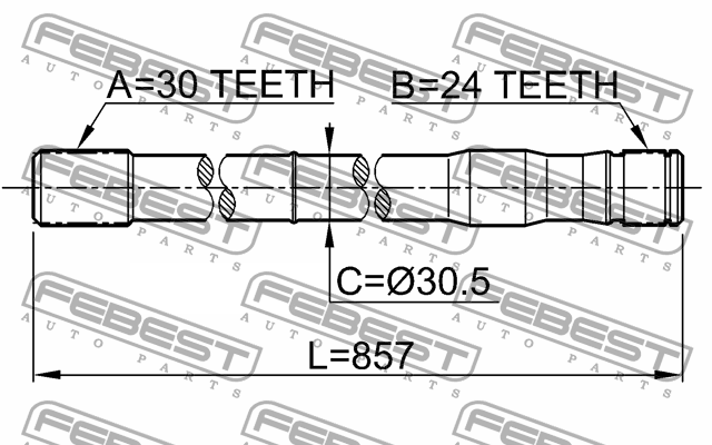 Вал привода TOYOTA LAND CRUISER 100 FZJ10,HDJ100,HZJ105,UZJ100 19­98.01-2007.09  0112-LC80LH FEBEST