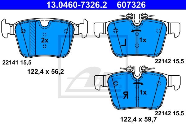 13.0460-7326.2 колодки дисковые задние!\ Land Rover, Jaguar F-Pace/XE/XF 15> 13.0460-7326.2 ATE