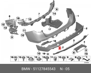 Крышка BMW X1 крюка буксировочного OE 51 12 7 845 543 BMW