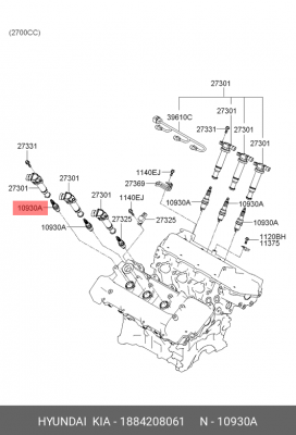 Свеча зажигания HYUNDAI Grandeur (05-) (2.7) OE 1884208061 HYUNDAI