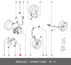 Кронштейн ЛАДА X-Ray блока АБС OE 478407136R RENAULT
