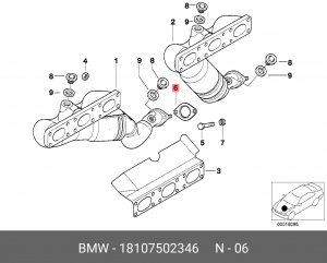 Прокладка BMW X5 (E53) трубы приемной OE 18 10 7 502 346 BMW