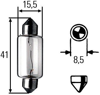 Лампа накаливания 15W 24 V (SV8.5) (подсветки номерного знака) 8GM002091-261 HELLA