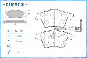 Тормозные колодки передние Low Metallic C11CR1101 C11CR1101 CWORKS