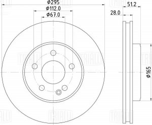 Диск торм. Mercedes A (W176) (12-)/CLA (C117) (13-) перед. d=295 (окраш.) (DF 26 DF265314 TRIALLI