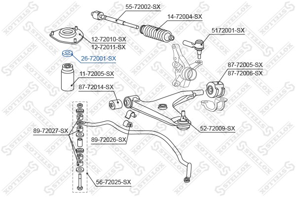 подшипник опоры амортизатора!\ Mitsubishi Colt/Lancer CK4A 1.6 96> 26-72001-SX STELLOX