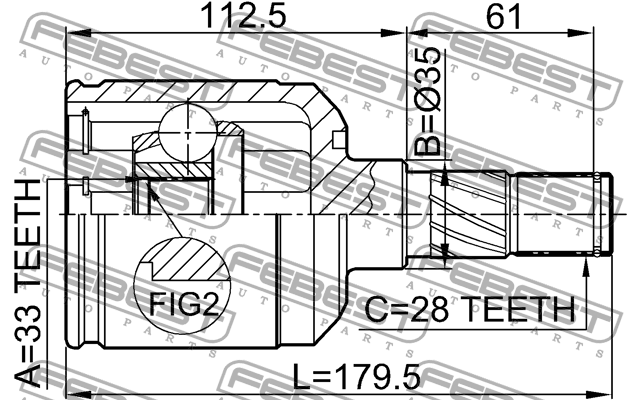 ШРУС внутр левый MAZDA 6 (GG/GH) 0511-M6ATLH 0511-M6ATLH FEBEST