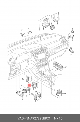 ВЫКЛЮЧАТЕЛЬ ЭЛЕКТРОМЕХАНИЧ. СТОЯНОЧНОГО 5NA927225BICX 5NA 927 225 B ICX VAG