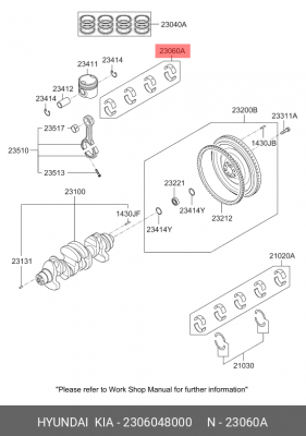Вкладыши HYUNDAI HD65,78,БОГДАН дв.D4GA шатунные d+0.00 комплект (8шт.) OE 2306048000 HYUNDAI KIA