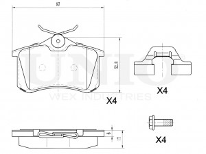 Колодки тормозные диск. задние с установ. к-том BRP-20023 UNIO