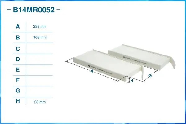Фильтр салонный пылевой B14MR0052 B14MR0052 CWORKS