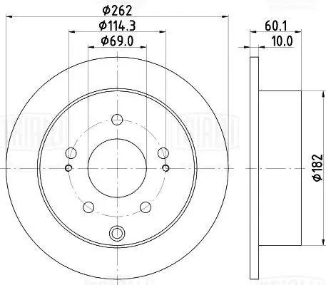 Диск торм. Mitsubishi Galant (03-) зад. d=262 (окраш.) (DF 073411) DF 073411 TRIALLI
