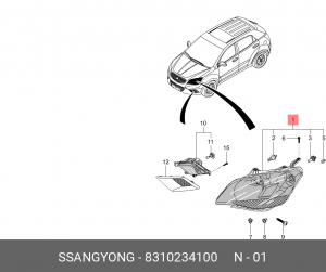 Фара SSANGYONG Actyon (10-) правая (ручной корректор) OE 8310234100 SSANG YONG