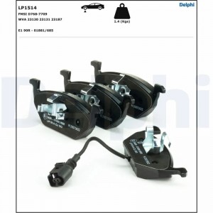 LP1514 колодки дисковые п.\ VWGolf, Skoda Octavia 1.4-1.9SD 99>датч. LP1514 DELPHI
