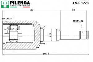 Шрус внутренний левый 1,8  cruze CV-P1228 CVP1228 PILENGA