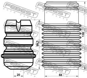 Пыльник передн амортизатора с отбойником комплект PEUGEOT 206 PGSHB-5008F-KIT PGSHB-5008F-KIT FEBEST