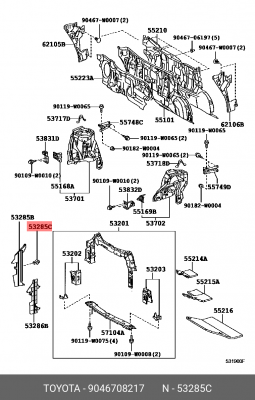 клипса крепежная моторного отсека!\ Toyota 90467-08217 TOYOTA