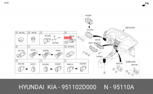 Прикуриватель HYUNDAI HD35,Porter,Porter 2 (04-),Starex H-1 (98-),Accent (99-),G 951102D000 HYUNDAI KIA