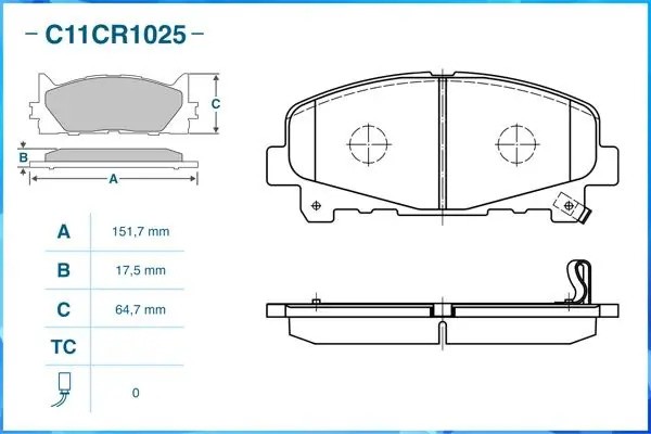 Тормозные колодки передние Low Metallic C11CR1025 C11CR1025 CWORKS