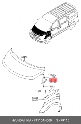 Петля HYUNDAI Starex H-1 (07-) капота левая OE 791104H000 HYUNDAI KIA
