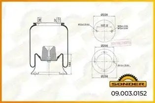 Пневморессора Premium со стаканом (металл) 1шп.-M12 + 1шп.-штуц.-M12/20 (стакан  090030152 SONDER