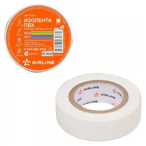 Изолента ПВХ белая 19ммx10м AIRLINE AIT-P-14 AIRLINE