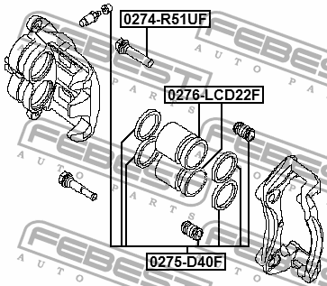 Ремкомплект суппорта переднего NISSAN PATHFINDER 0275-D40F 0275-D40F FEBEST