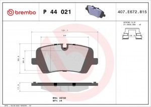 Колодки тормозные LAND ROVER Range Rover (12-) задние (4шт.) BREMBO P44021 BREMBO