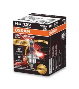 Лампа 12V H4 60/55W P43t +200% 4050К Night Breaker 200 OSRAM 64193NB200 OSRAM