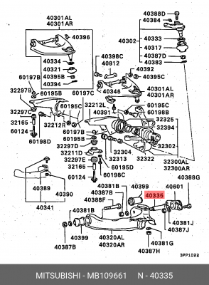 БОЛТ ВЕРХ РЫЧАГА V MB109661 MB109661 MITSUBISHI