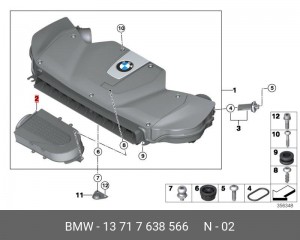 Фильтр воздушный BMW X5 (F15),X6 (F16) (13-15) (дв.N63N) 13 71 7 638 566 BMW