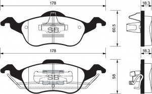 Колодки тормозные FORD Focus 1 (98-04) передние (4шт.) SANGSIN SP1259 SANGSIN