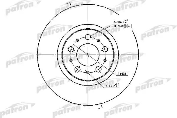 Диск тормозной VOLVO S60 (00-),S80 (98-06) передний (1шт.) PATRON PBD4053 PATRON