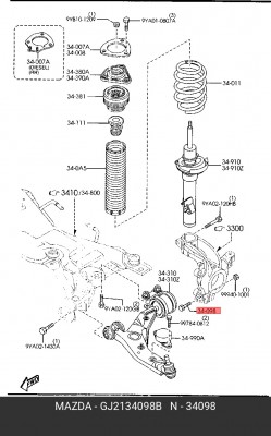 NISSAN М10*1,25*55(27) GJ21-34-098B MAZDA