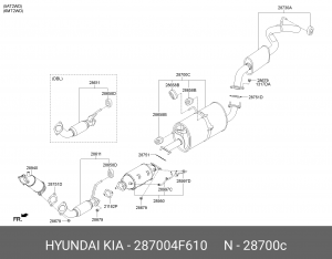 Глушитель HYUNDAI Porter 2 средняя часть OE 287004-F610 HYUNDAI KIA