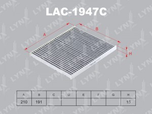 Фильтр салонный угольный подходит для HYUNDAI Solaris 10, KIA Rio III 11 LAC-194 LAC-1947C LYNXAUTO