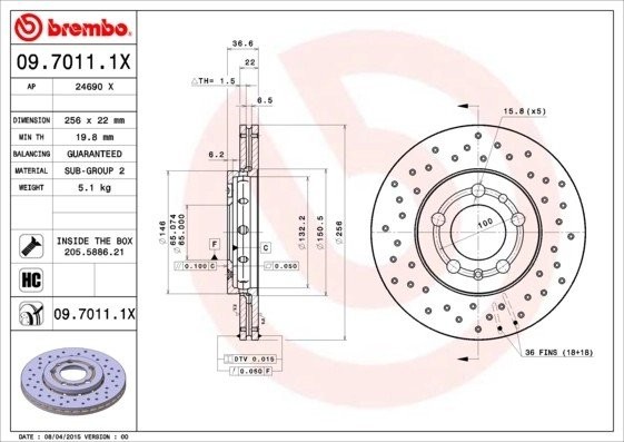 Диск перфорированный Brembo Xtra 09.7011.1X 09.7011.1X BREMBO