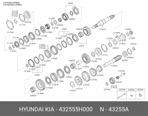 Подшипник КПП HYUNDAI HD65,72,78,County дв.D4DD,D4DB КПП-M035S5 вторич.вала игол 432555H000 HYUNDAI KIA