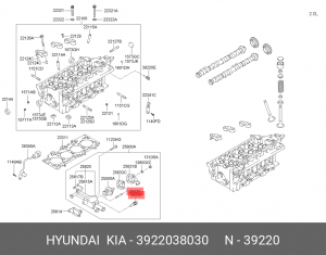 Датчик температуры HYUNDAI Porter 2 дв.D4CB,Accent (99-),Getz,Sonata (02-) охл.  3922038030 HYUNDAI KIA