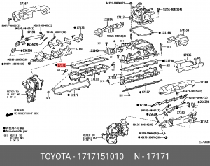Прокладка выпускного коллектора 17171-51010 17171-51010 TOYOTA