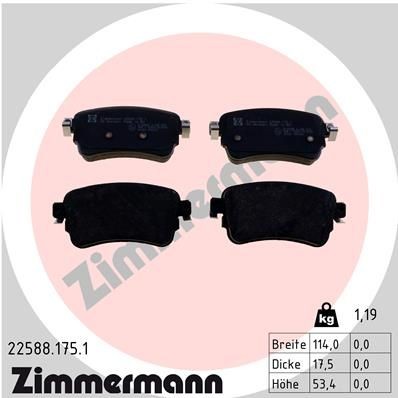 колодки дисковые !задн. 114x53x18 \ Citroen Spacetourer/Jumpy, Peugeot Traveller 225881751 ZIMMERMANN