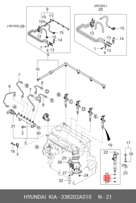 Кольцо прямоугольного сечения 33820-2A010 338202A010 HYUNDAI KIA