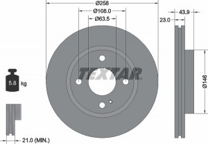 92176005 диск тормозной передний!\ Ford Fiesta 1.25-1.8TDCi 08> 92176005 TEXTAR