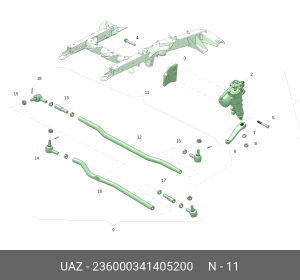Тяга рулевая УАЗ Профи поперечная в сборе (ОАО УАЗ) 236000341405200 UAZ UAZ