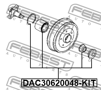 Подшипник ступицы задний (с ремкомпл) RENAULT DUSTER, NISSAN ALMERA G15RA DAC306 DAC30620048-KIT FEBEST